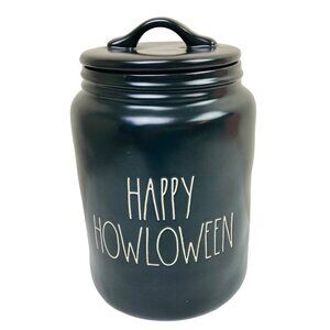 Rae Dunn "Happy Howloween" Black Ceramic Canister Cookie Jar Halloween Decor